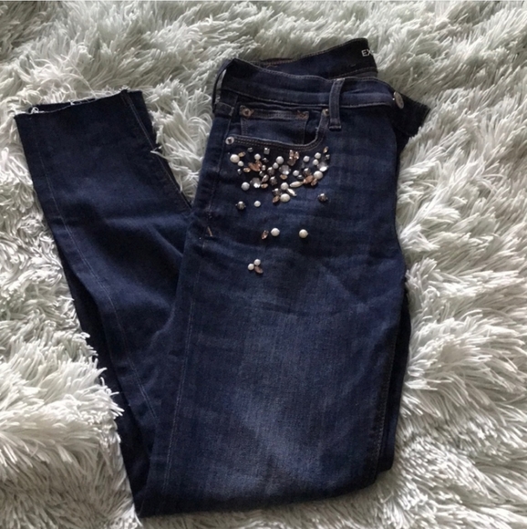 Express Skinny Jeweled and Pearl detail